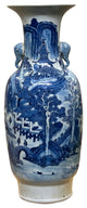 23" Vintage Blue White Scenery Porcelain Elephant Head Ear Art Vase Hws4363