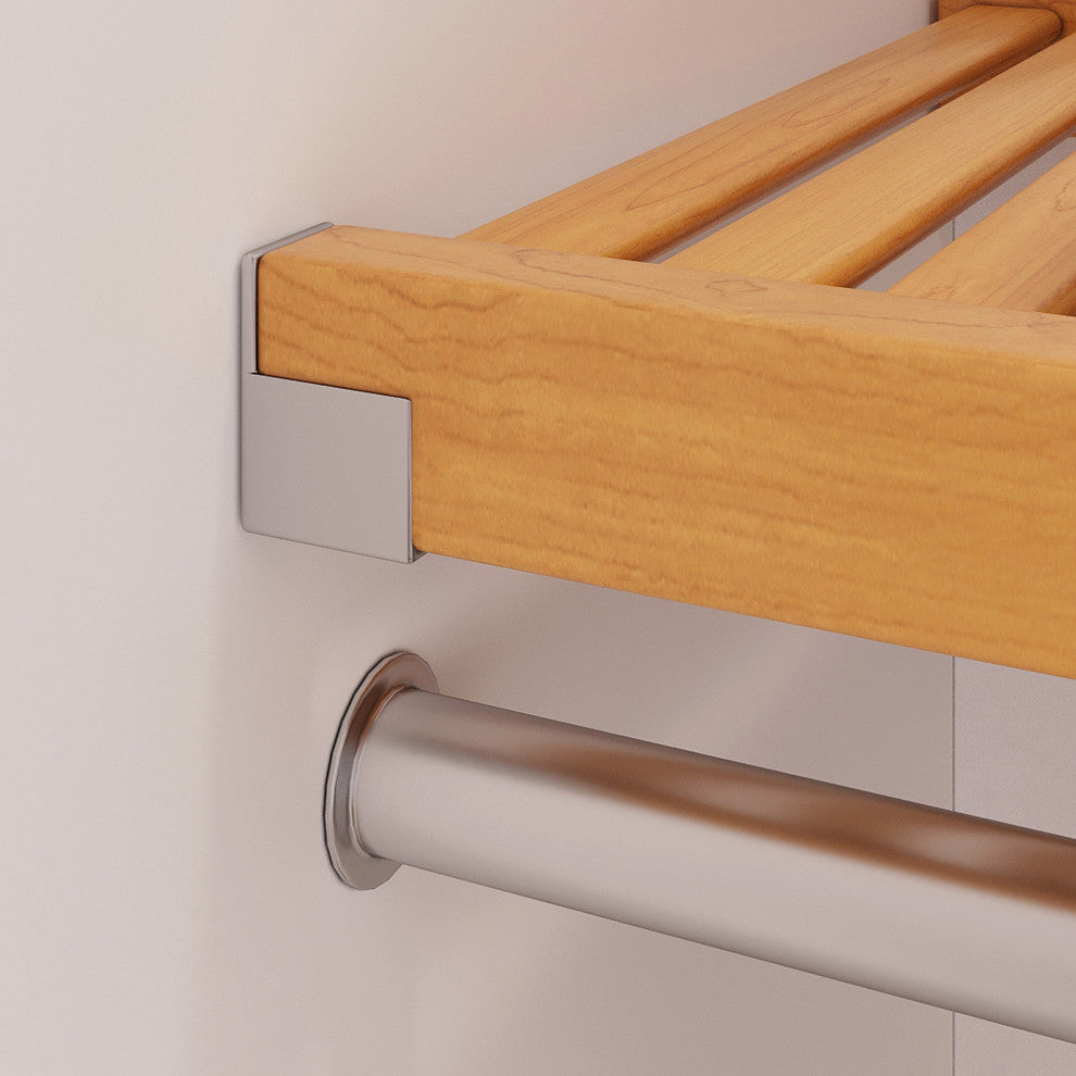 Solid Wood Walk-In Closet Organizer with 6-Drawers and 2-Doors, Honey Maple