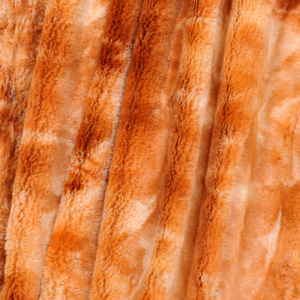 Tie Dye Double Sided Faux Fur Throws, Orange, 50" X 60"