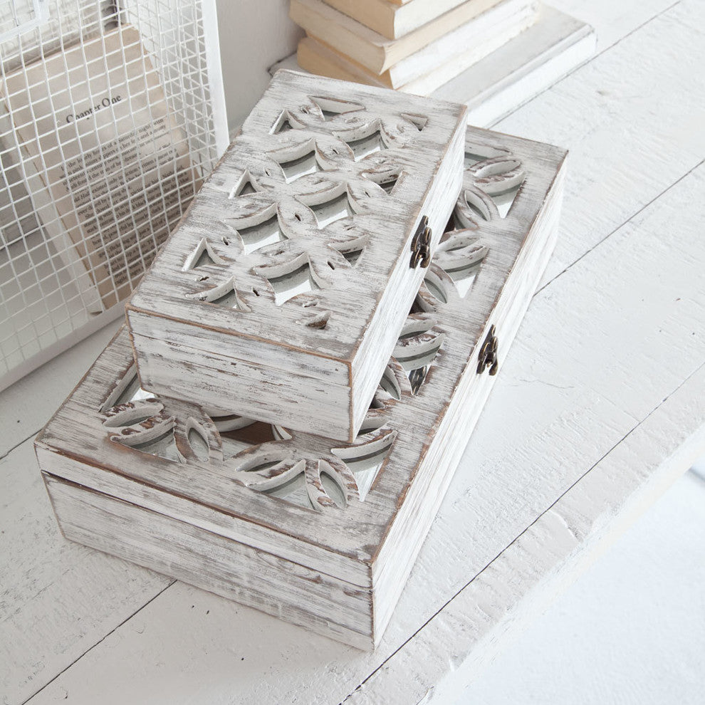 Floribundus Wooden Boxes, Set Of 2