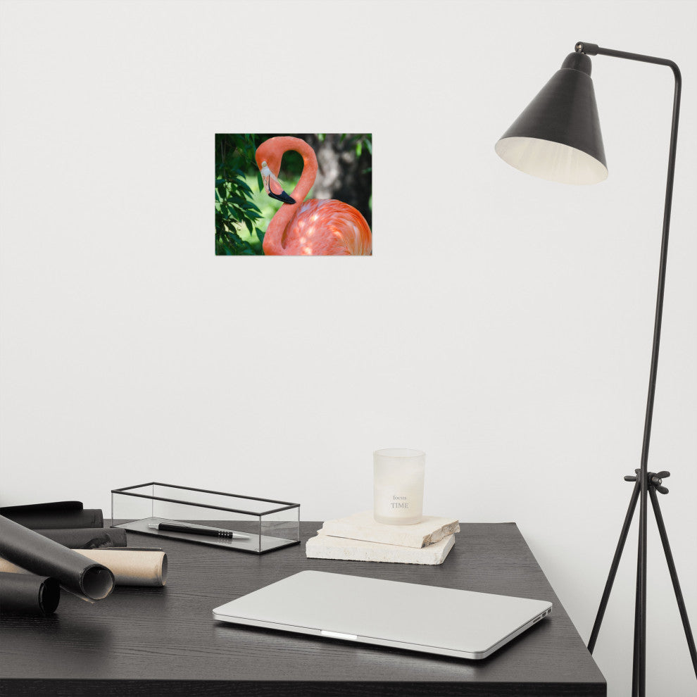 Pinky The Pink Flamingo Coastal Wildlife Photo Unframed Wall Art Print, 8" X 10"