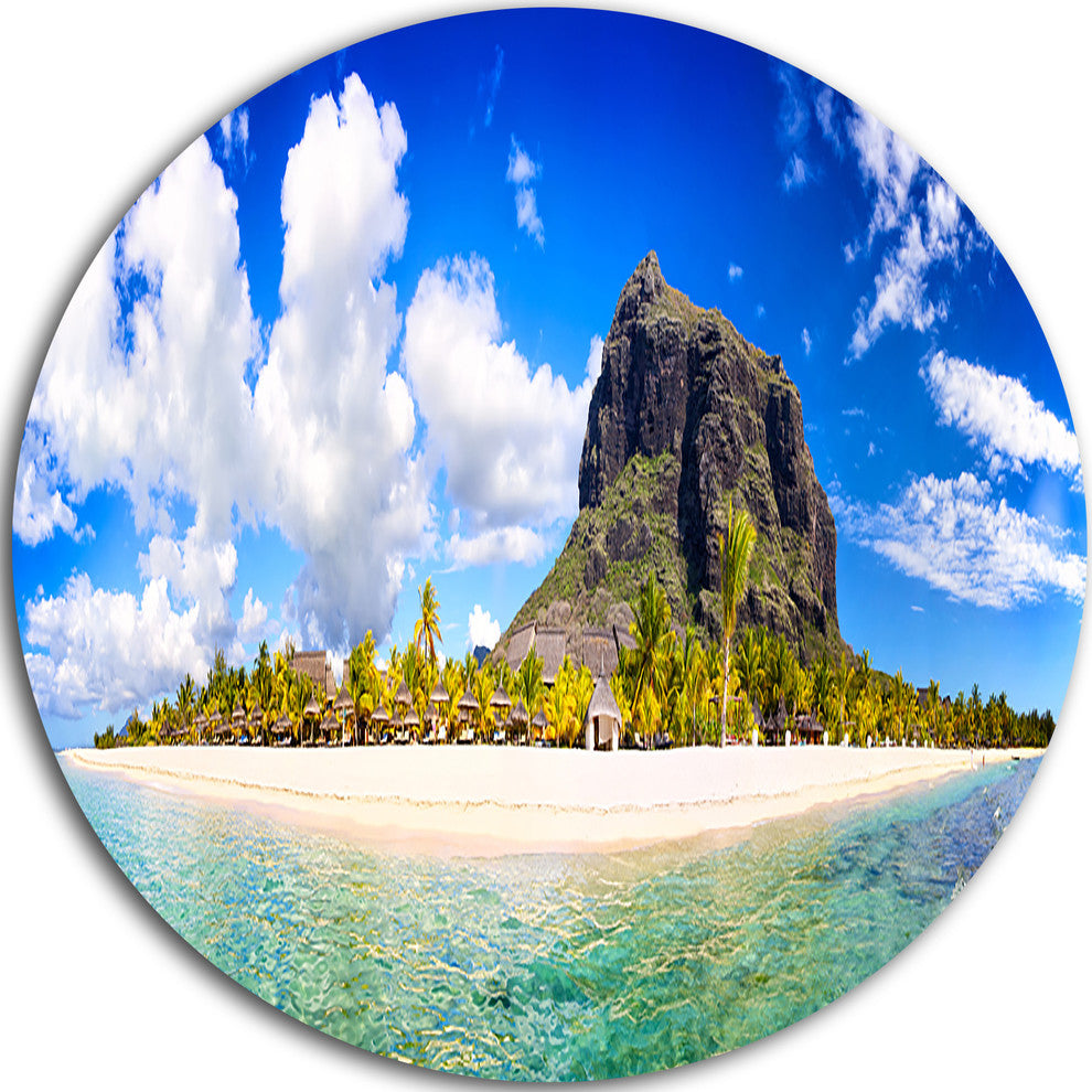 Mauritius Beach Panorama, Photography Round Wall Art, 11"