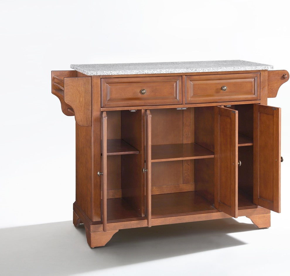 Crosley Furniture LaFayette Wood Kitchen Island in Cherry & Gray