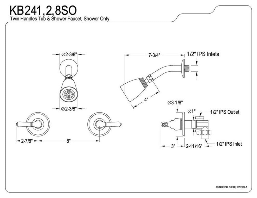 Kingston Brass Satin Nickel Magellan Two Handle Shower Faucet KB248SO