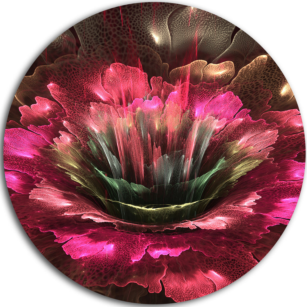 Perfect Fractal Flower In Bright Red, Floral Disc Metal Wall Art, 23"