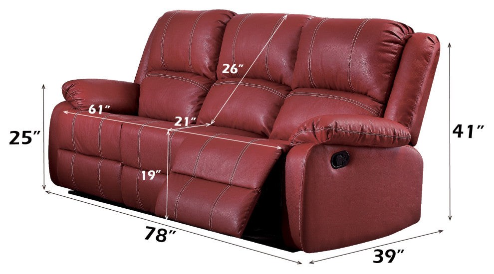 ACME Zuriel Motion Sofa, Red Synthetic Leather