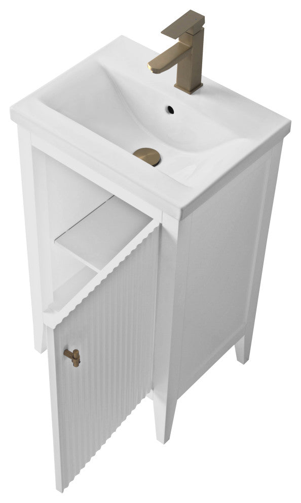 Vanity Art Freestanding Vanity, White, 20", Single Sink, Golden Brushed