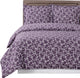 Eva Printed 100% Cotton Duvet Cover Set, Purple and White, King/Cal King