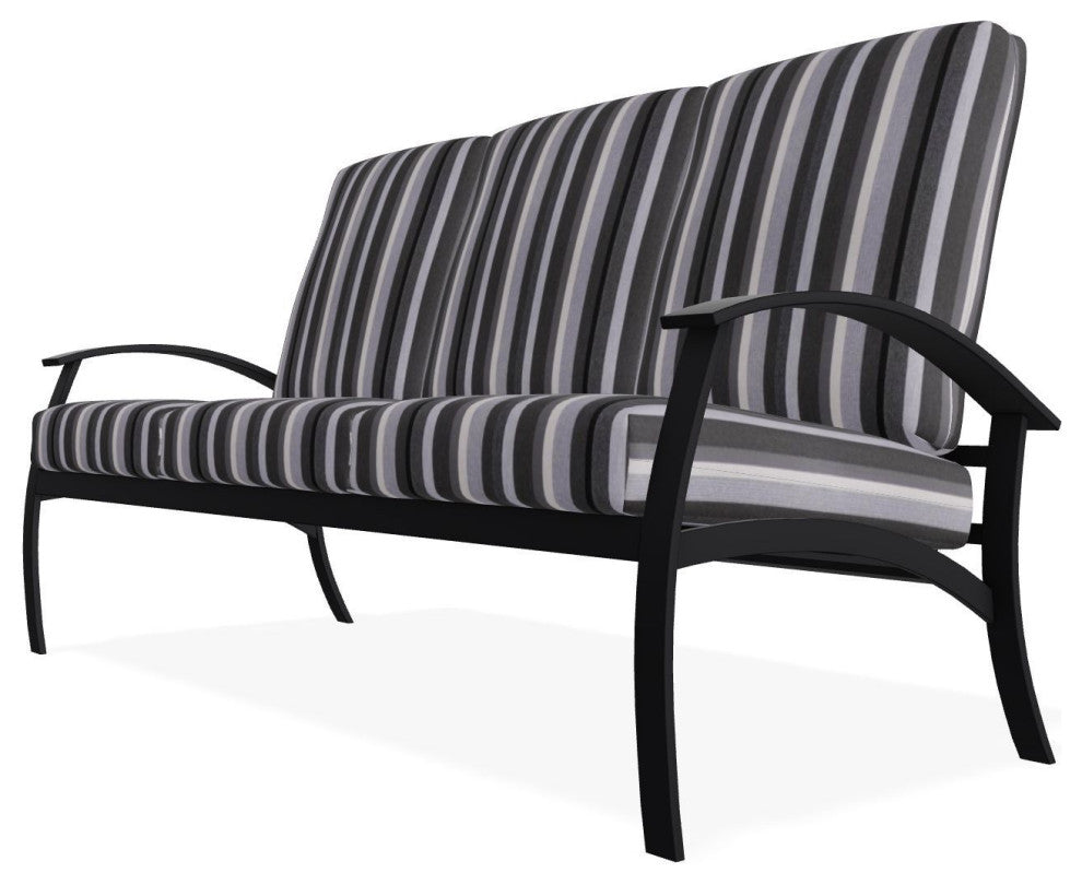 Belle Isle Cushion 3-Seat Outdoor Sofa, Sensory Granite/Black