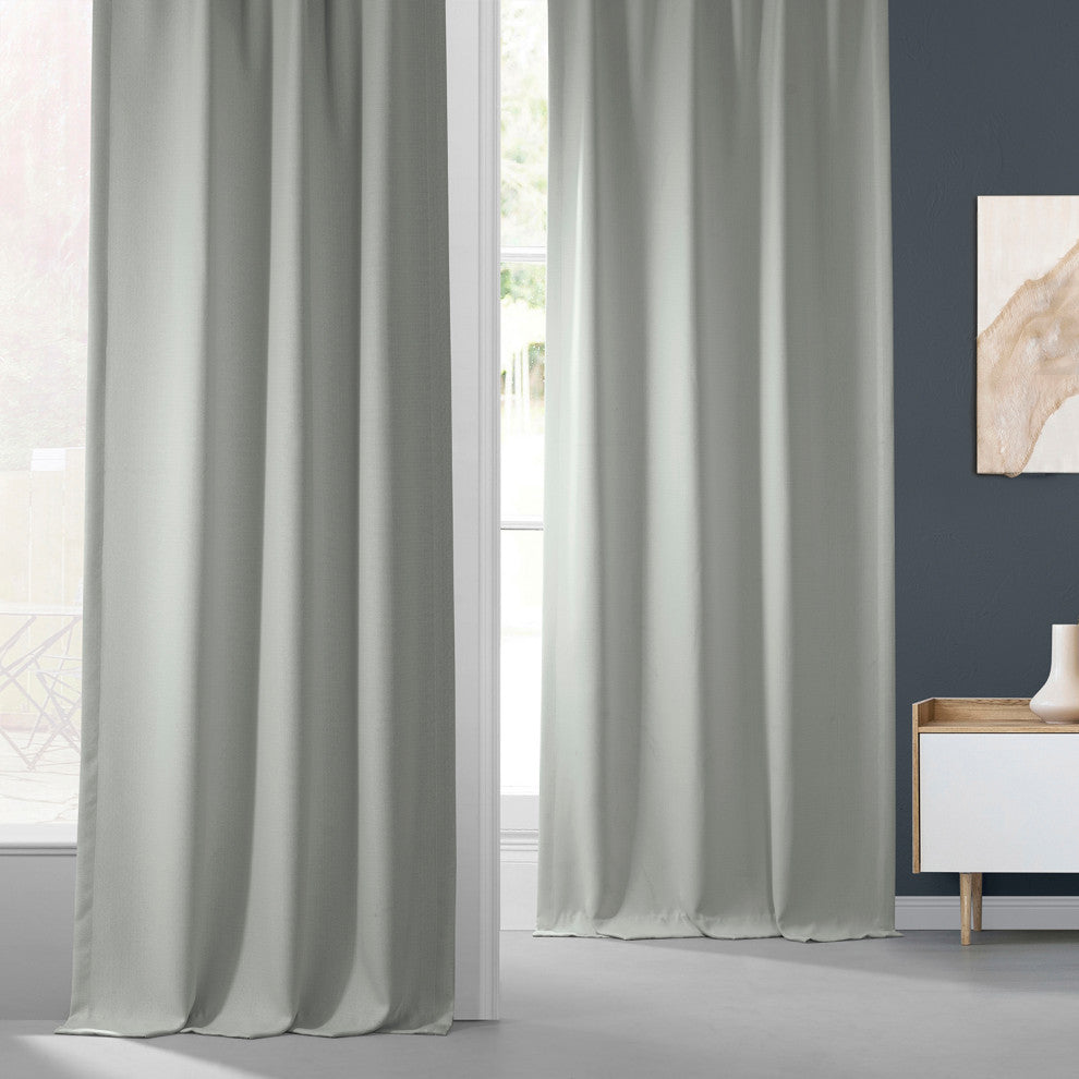 Faux Linen Darkening Curtain Single Panel, Oyster, 50"x108"