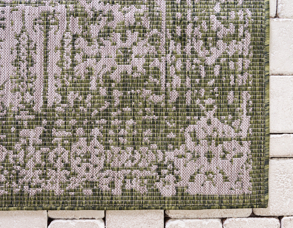 Unique Loom Aqua Blue Timeworn Outdoor Area Rug, Green, Beige, 4' X 6'