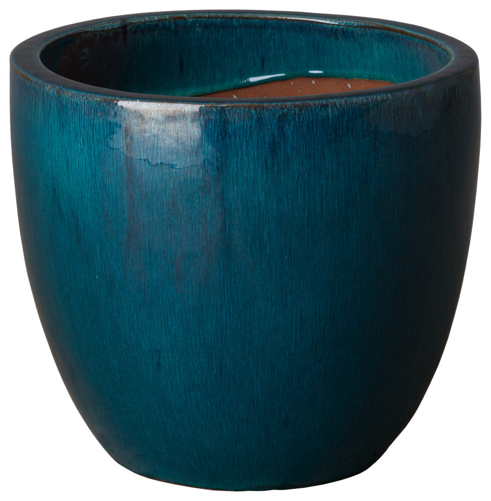 12 In Teal Ceramic Round Pot