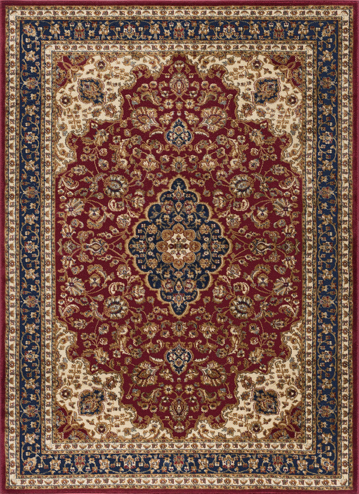 Kirsten Transitional Border Area Rug, Red, 5'3''x7'3''