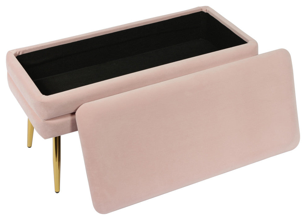 Ziva Velvet Storage Bench, Blush