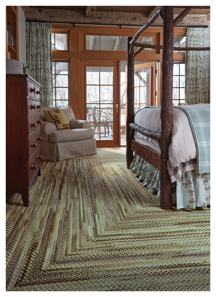 Sherwood Forest Concentric Braided Rectangle Rug, Green Olive, 11'4"x14'4"