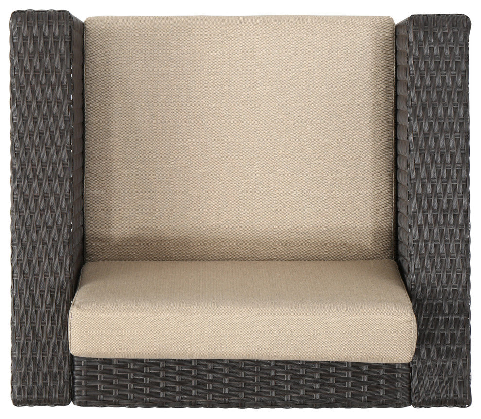 GDF Studio 4-Piece Livingston Outdoor Fire Pit Chat Set, Brown