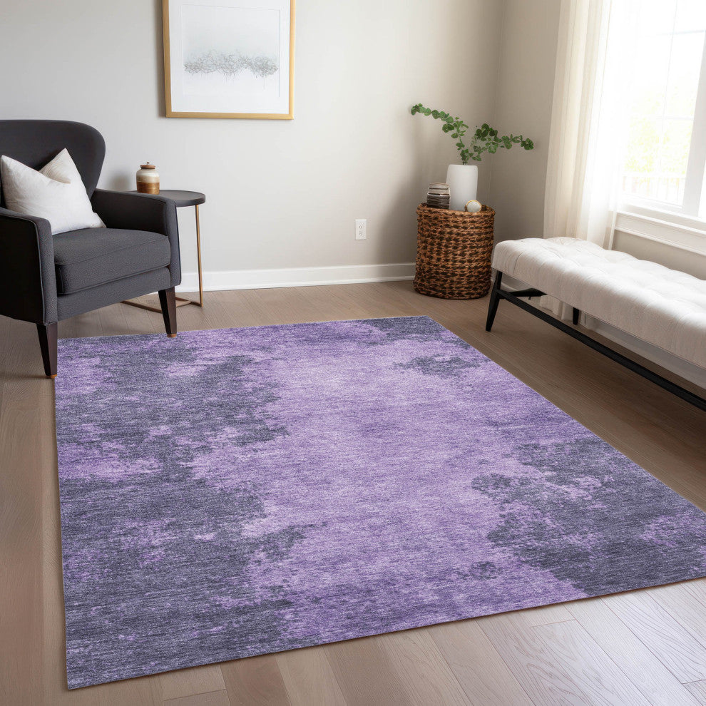 Machine Washable Indoor/Outdoor Chantille ACN1913 Purple 3' x 5' Rug