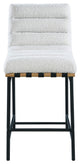 Burke Counter Stool, Cream, Boucle Fabric, White Oak Veneer Metal Dowel