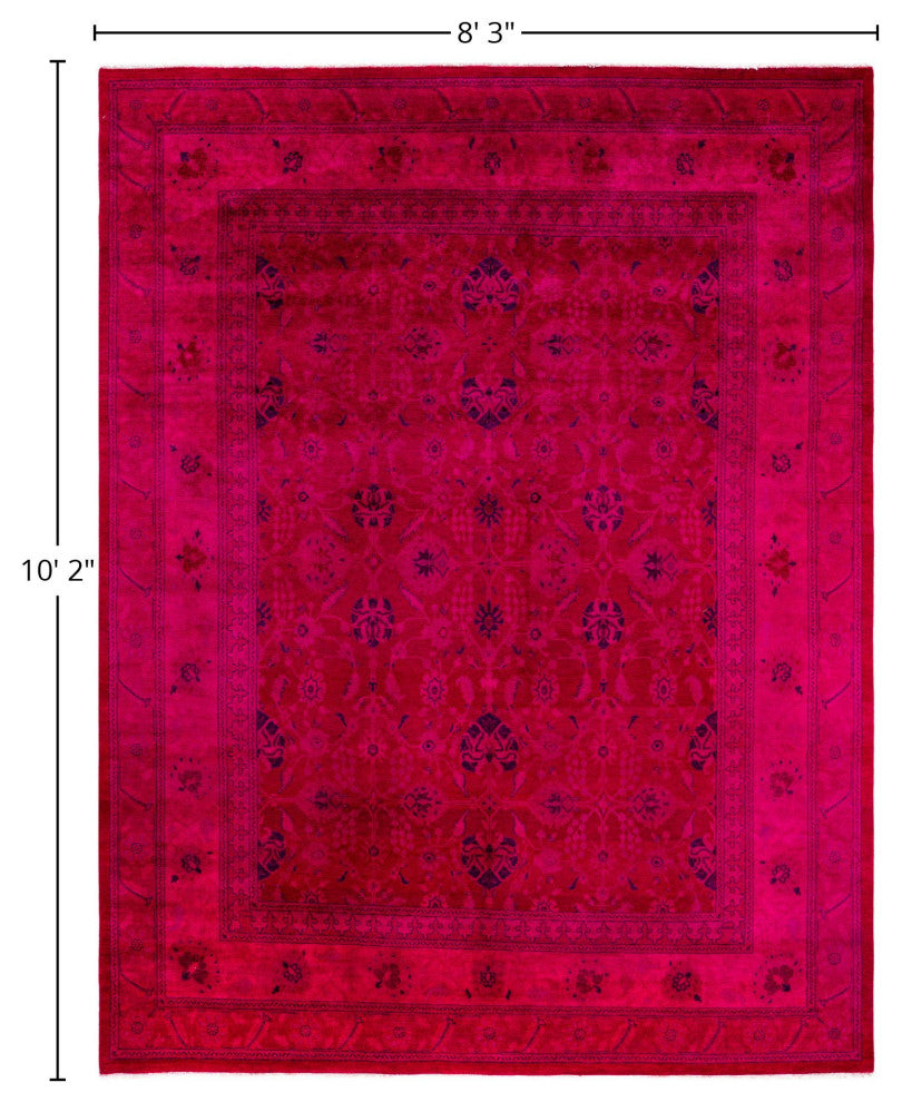 Overdyed One-of-a-Kind Hand-Knotted Area Rug Pink, 8' 3" x 10' 2"