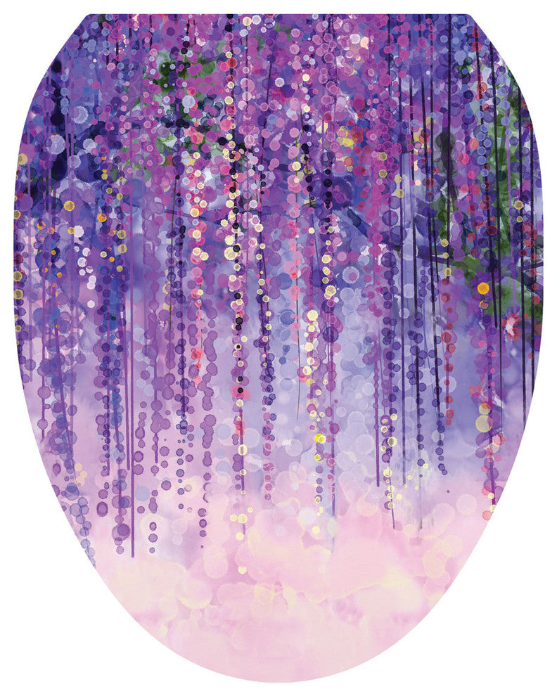 Purple Rain Toilet Tattoos Seat Cover, Vinyl Lid Decal, Bathroom Decor , Elongated