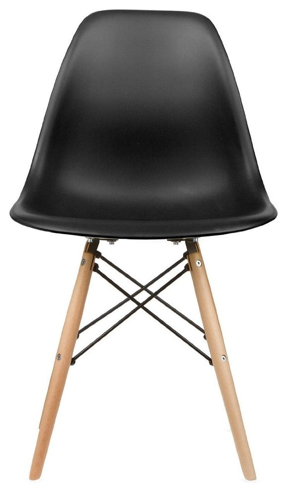 Nicer Furniture Side Chair with Natural Wood Legs Set of 4 (Black)