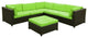 Wicker Outdoor Furniture Sectional Sofa Set, Cushions, Lime Green