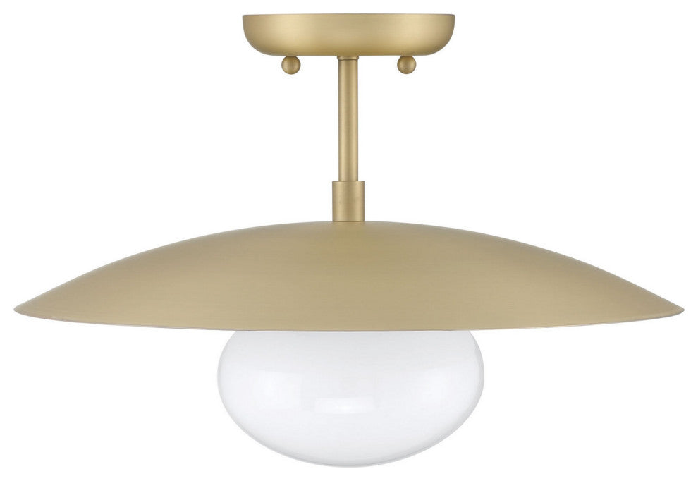 Declan Modern Disc Satin Brass 16" Semi-Flush Mount Ceiling Light