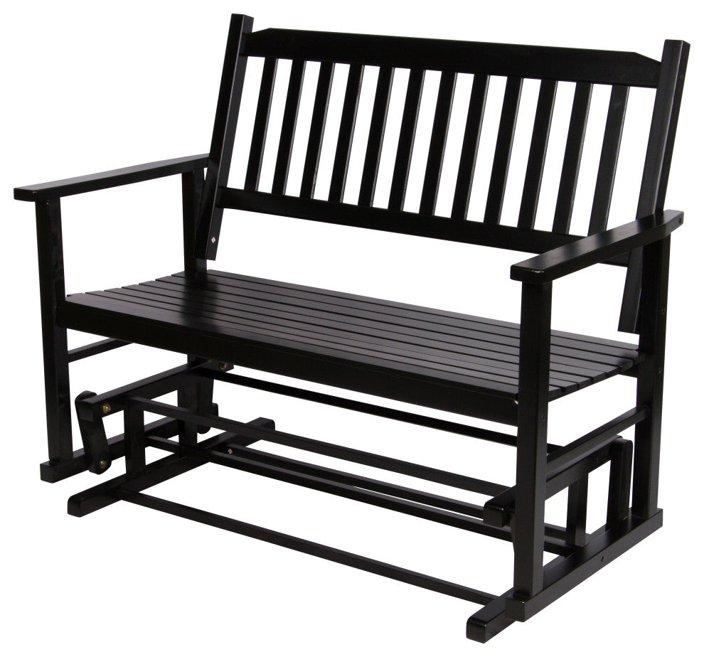 Shine Company Torrey Loveseat Porch Glider - Classic Outdoor Glider Bench, Black