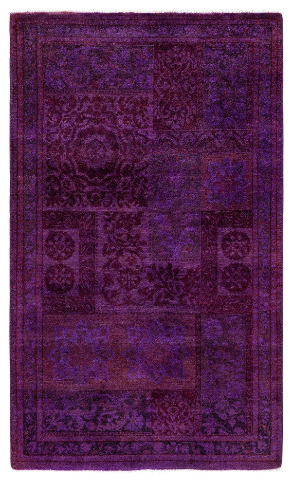 Overdyed One-of-a-Kind Hand-Knotted Area Rug Purple, 3' 1" x 5' 1"