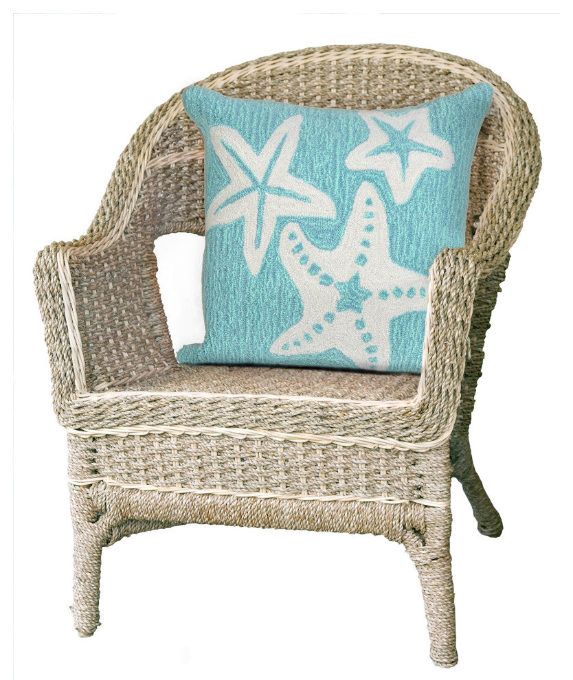 Frontporch Starfish Indoor/Outdoor Pillow 18" Square, Aqua