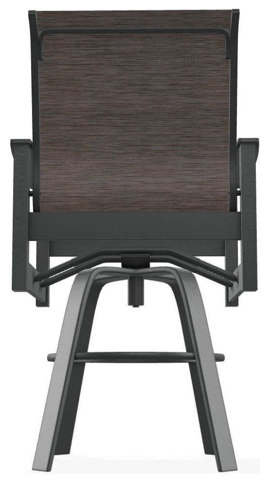 Leeward Sling Bar Height Outdoor Swivel Armchair, James/Graphite