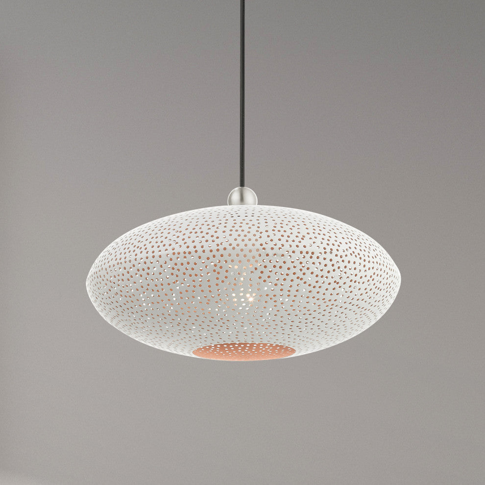 Livex Lighting Dublin 1 Light White With Brushed Nickel Accents Pendant