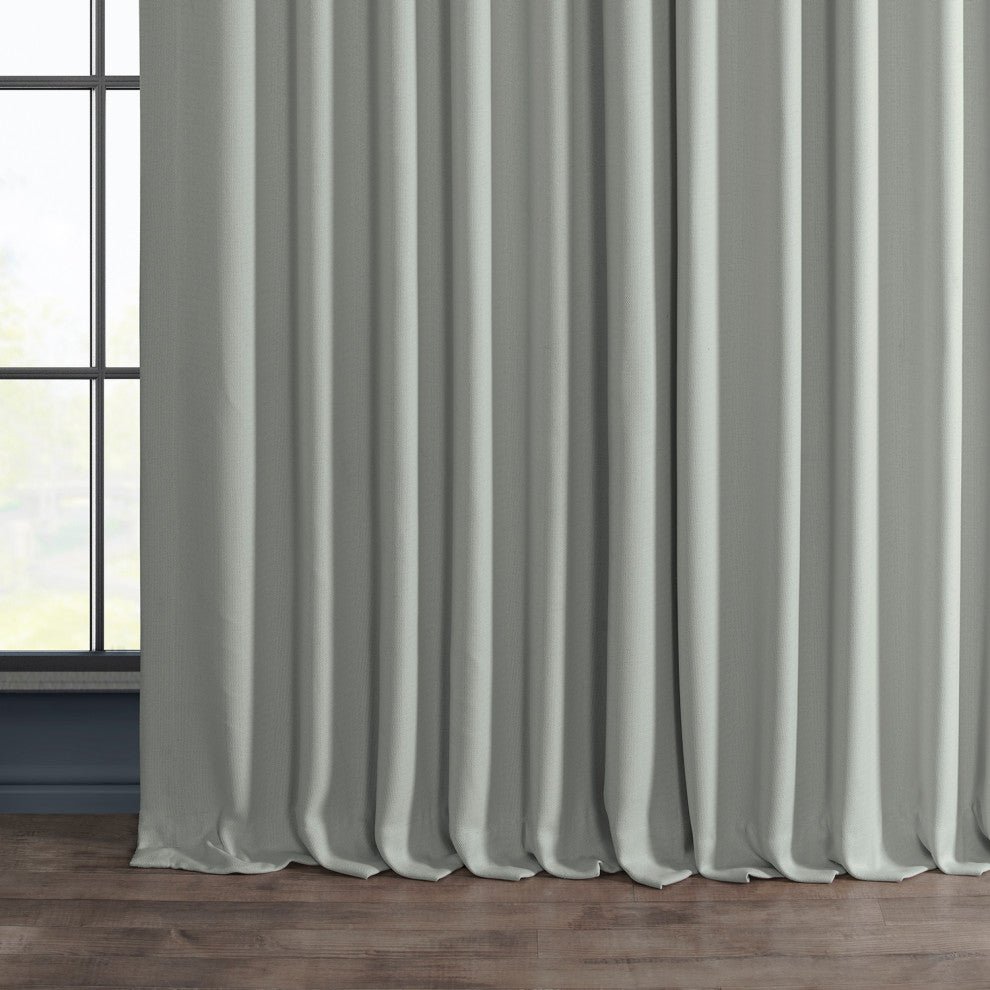 Faux Linen Extra Wide Room Darkening Curtain Single Panel, Oyster, 100"x108"