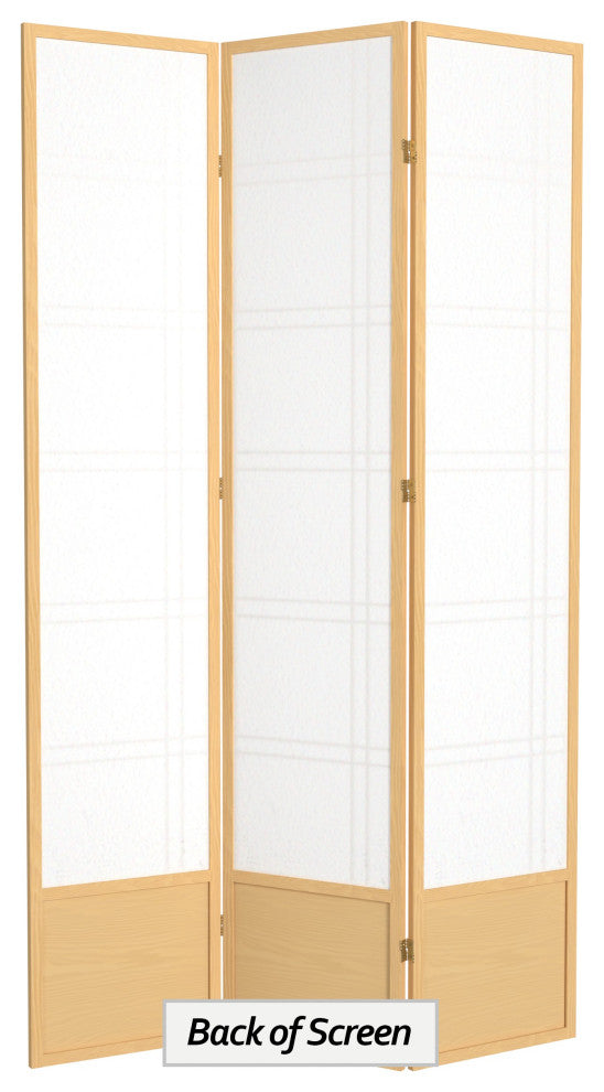 7' Tall Double Cross Shoji Screen, Natural, 3 Panels