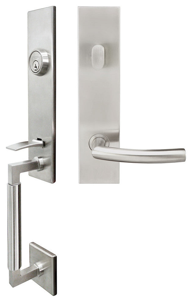 Oslo Lever, Tubular Entry Handleset, Left Hand Reverse, Satin Stainless Steel