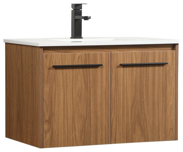 Phoebe Modern Walnut Brown-Light Bathroom Vanity, Walnut Brown, 30"