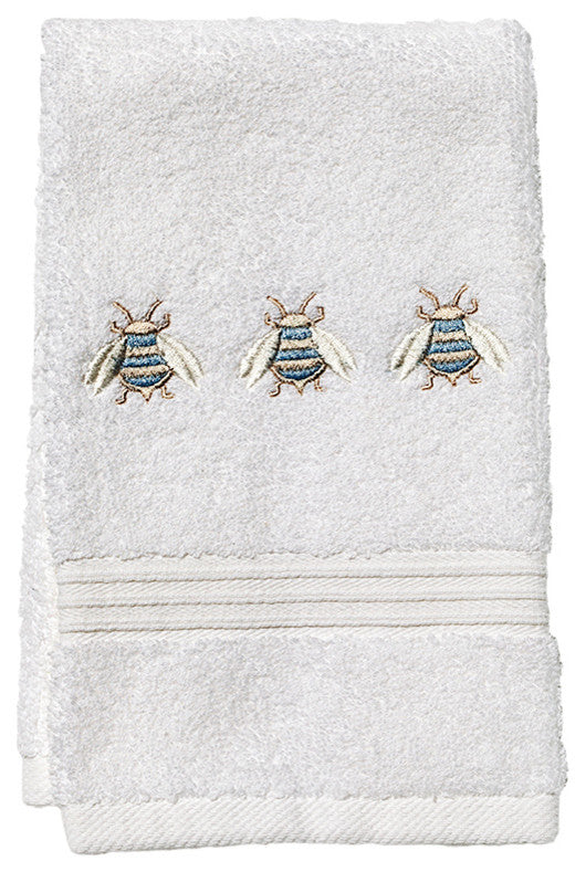 Terry Guest Towel, Three Napoleon Bees, Duck Egg Blue