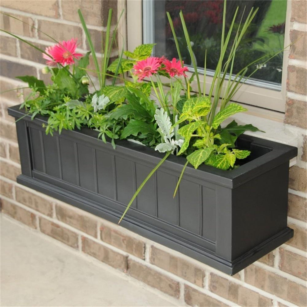 Mayne Cape Cod 3ft Weatherproof Coastal Plastic Window Box in Black