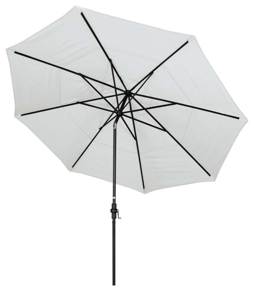 11' Stone Black Collar Tilt Crank Aluminum Umbrella, Sunbrella, Canvas