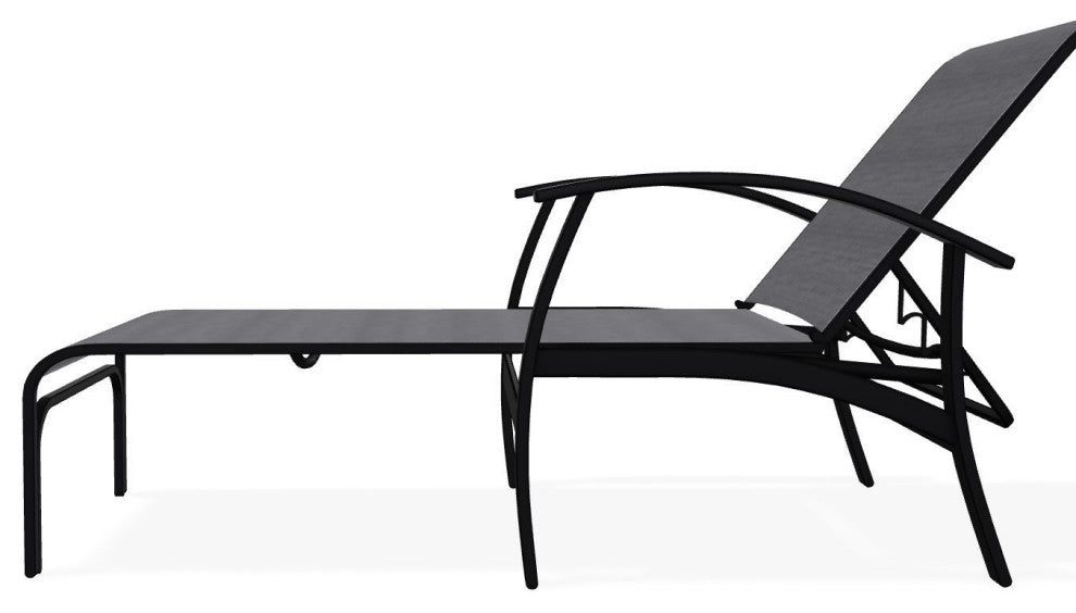 Belle Isle Sling 4-Position Outdoor Chaise Lounge, Augustine Pewter/Black