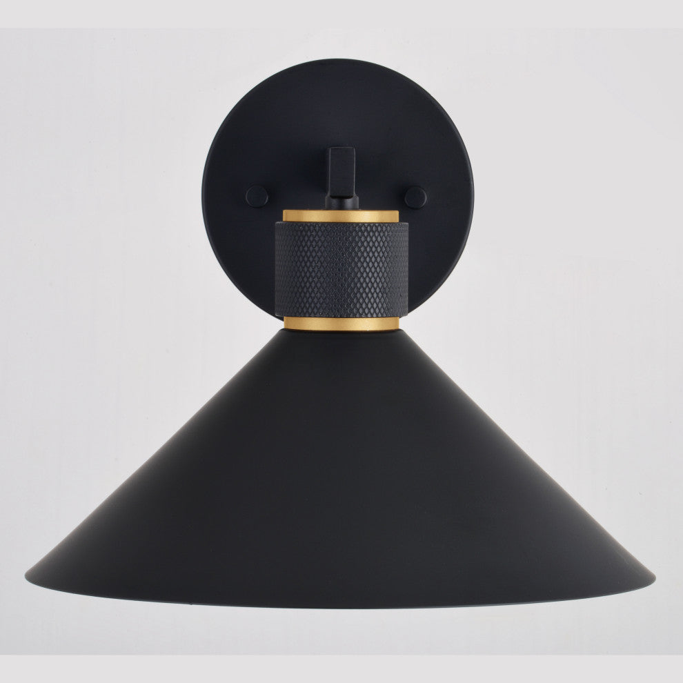 Dunbar 10" Outdoor Wall Light Matte Black and Gold
