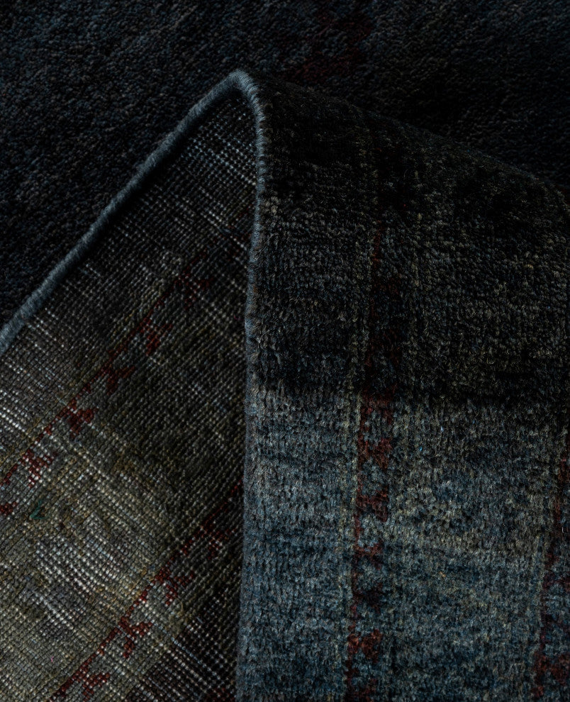 Overdyed One-of-a-Kind Hand-Knotted Area Rug Black, 10' 1" x 13' 6"
