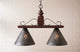 Wood and Iron Island Bar Light With Punched Tin Shades, Plantation Red