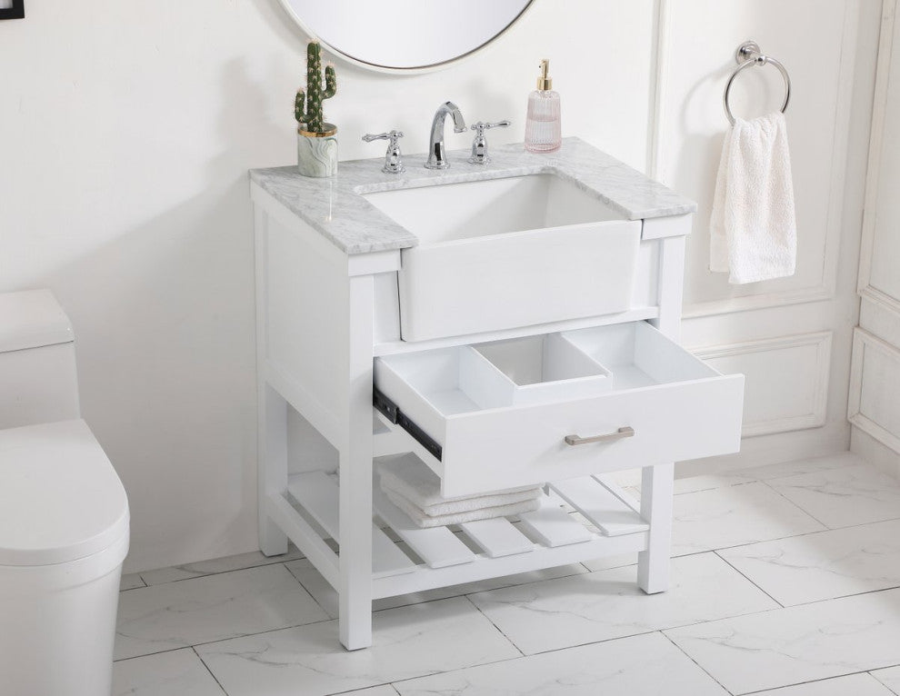Home Living 22" Farmhouse White-Light Bathroom Vanity