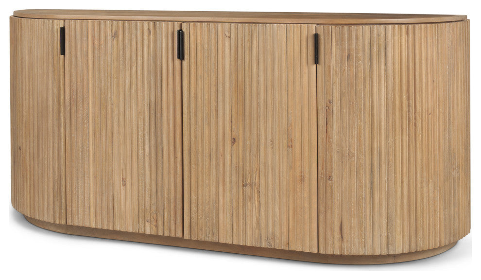 Terra Light Brown Wood Fluted Sideboard