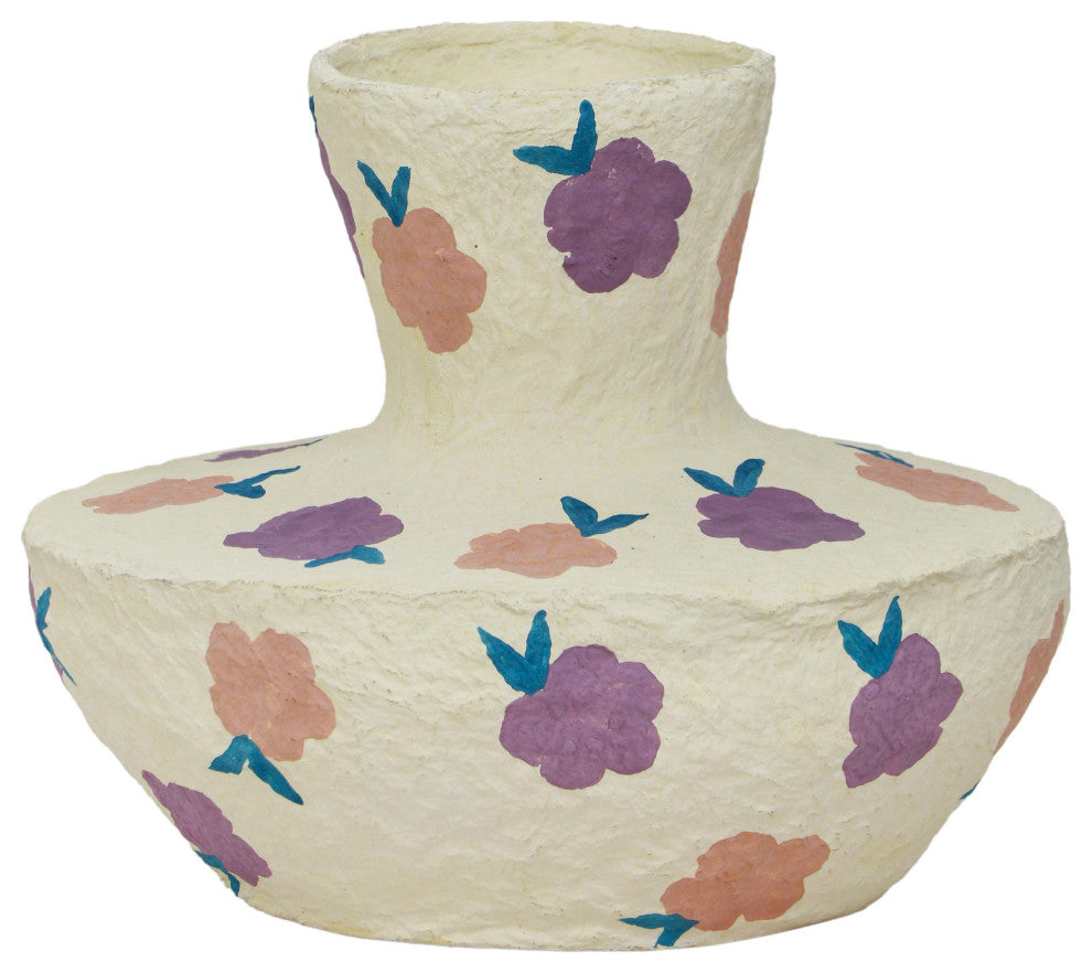 Cotton Mache Vase, Spring Blossoms