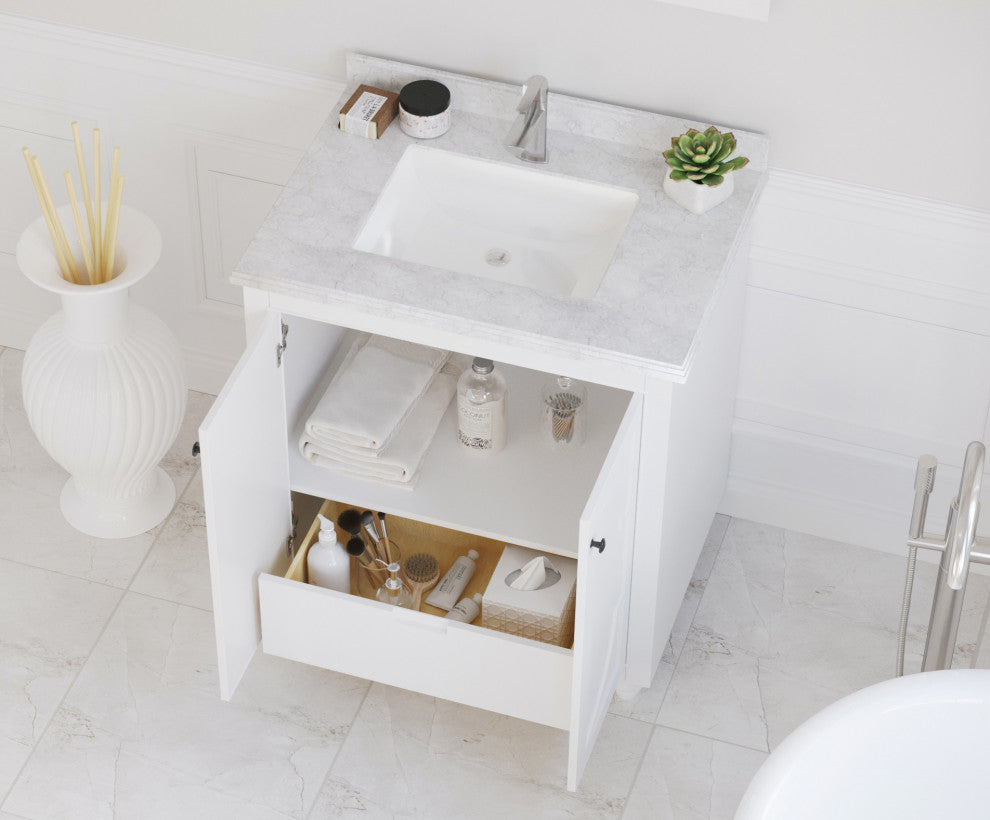 30" - White Cabinet + White Carrara Countertop