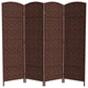 6' Tall Diamond Weave Fiber Room Divider, Dark Red, 4 Panel
