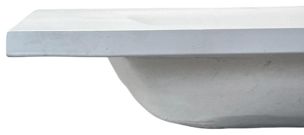 31" Single Concrete Rectangular Sink Top with Rectangle Sink, White