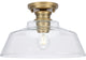 Singleton 1-Light 14" Vintage Brass Semi-Flush Mount Light, Clear Glass Shade